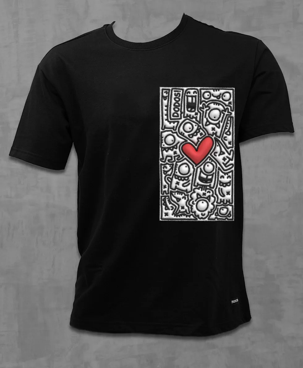 シャツ DOODLE HEART HALF T BLACK MUSINSA | MAISON MINED DOODLE HEART HALF T BLACK